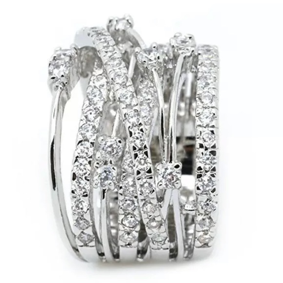 Luxury 925 Silver Wedding Rings White Sapphire - Picture 4 of 6